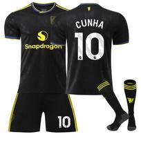 2025-26 Manchester United 2-asis išvykos #10 CUNHA Sportinis treniruočių marškinėlių ir kojinių komplektas Paaugliams Vaikams Suaugusiems Futbolo Apranga 16