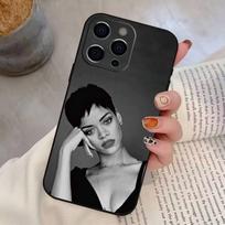 R-Rihanna Phone Case For IPhone 17,16,15,14,13,12,11,Plus,Pro,Max,Plus,XS,soft case Black silicone iPhone13PRO