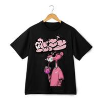 Rožinė Pantera Laikanti Gėrimus Šiurkštus Grafiti Marškinėliai Vyrams Moterims Topas - Atsitiktiniai Streetwear Marškinėliai L