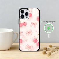 C-Cherries with bows Phone Case For iPhone 17/16/15/14/13/12/Plus/Pro/Max for Magnetic Wireless Charging iPhone14PROMAX