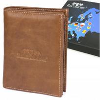 Portfel Skórzany Brąz Vintage Pionowy Duży Rfid Beltimore G76