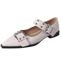 Women Flat With Shoes  Designer Luxury Buckle Fashion Ladies Flats Shoes Slingback Pointed Toe Casual Female Sandals Mules 35