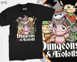 Dungeons And Axolotls Graphic Unisex T-shirt Funny RPG Gaming Tee DnD Gamer Top L