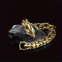 Nordic Viking Open Bangle, Hot-Selling Titanium Steel Jewelry, Unisex Bracelet with Letter and Totem Design.