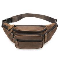 Retro Crazy Horse Leather Men's Waist Bag, Casual Genuine Leather Crossbody Bag, Multi Functional Large Capacity Head Layer Leather Chest Bag tamsiai ruda spalva