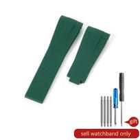 Men 20mm  Arc Natural Rubber Watch Band for Rolex Black Green Blue Water Ghost Daytona Submariner Waterproof Soft Watch Strap 20mm
