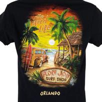 Ron Jon Surf Shop 100% Cotton T-shirt Mens Tees Top Mens Size Small Black Woody Wagon Orlando Surfing L