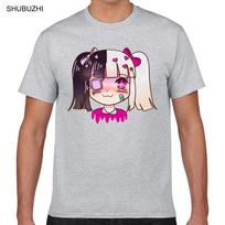 Tops T Shirt Men yami kawaii shirt sad anime girl harajuku shirt ONeck Vintage Geek Cotton Male Tshirt S