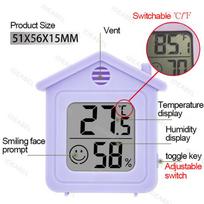 Mažas patalpų termometras LCD skaitmeninis temperatūros kambario higrometro matuoklis, jutiklis, drėgmės matuoklis, vidaus termometro temperatūra violetinė