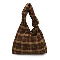 New Microfiber Plaid Large Capacity Casual Sweet Shoulder Bags 2026 High Quality Retro Simple Commute Versatile Women's Handbags ruda