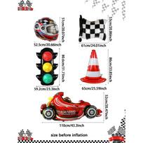 5pcs Racing Themed Balloon Set Helmet Traffic Light Racing Flag Aluminum Film Balloon Birthday Party Decoration Photo Props other