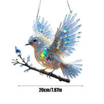 2D Acrylic Statues Sun Catcher for home living room Stained Window Hanging Bluebirds Suncatchers Stained Acrylic Window Hanging mėlyna