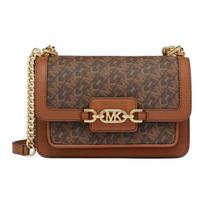 MICHAEL KORS Heather Metalinė Dekoracija Atverčiama Dizaino Dirbtinės Odos Rankinė ant Peties Moteriška Tamsiai Ruda ir Gilią Rudo Spalvos auksas