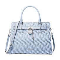 MICHAEL KORS Hamilton pleated quilted PU tote medium women's blue mėlyna