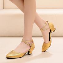 Close Toe Modern Dance Shoes Women Adult Soft Sole Latin Ballroom Standard Shoes Heeled 3.5cm 34 auksas