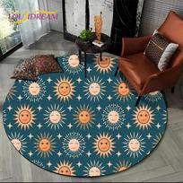 3D Mysteriou Sun Moon Tarot Mandala Magic Round Area Carpet Rug for Living Room Bedroom Kid Playroom Decor,Pet Area Rug Non-slip Diameter 60cm
