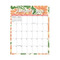2026 Magnetic Monthly Calendar Planner with Floral Design Large Grid Space for Notes and Scheduling Home Office Use One Size