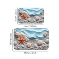 1 piece bath mat-non-slip, quick-drying, waterproof polyester door mat, beach wave design, ideal for bathroom, bedroom, kitche 40cm by 60cm