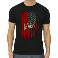 Slayer Unisex marškinėliai JAV vėliava Metalinė grupė Retro Juodi Kerry King S įvairiaspalvis