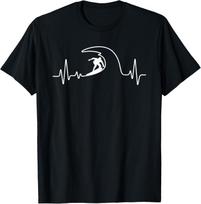 Cool Surfing for Men Women Surfer Surfboard Beach Heartbeat T-Shirt S įvairiaspalvis