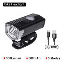1/2PCS Bicycle Light LED USB Rechargeable Headlight MTB Mountain Bike Rainproof Cycling Front Headlamp Bike Warning Flashlight 1PCS Black Headlight