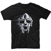 MF DOOM Glitch Effect Metal Mask Graphic Black T-Shirt | Hip-Hop/Rap Fan Streetwear Merch Tee S įvairiaspalvis