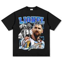 Retro Black Lionel Messi Argentina World Cup Champion Vintage Collage Graphic Oversized Cotton Short-Sleeve T-Shirt S įvairiaspalvis