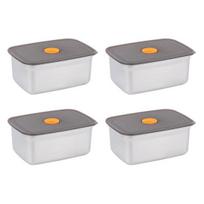 Pietų dėžutė su dangteliu, sukraunami užkandžių indai, nepralaidus nerūdijančio plieno maisto indas vaisiams, daržovėms, riešutams M 4pcs