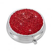 Bling Round Pill Box Mini Medicine Storage Box Portable Medicine Tablet Container  Home raudona