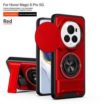 Case For Honor Magic 6 Pro BVL-AN16 Magnetic Stand Phone Case Full Body Cover Push Window Lens Protection Shockproof Shell Honor Magic6 Pro raudona