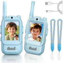 Kids Video Walkie Talkie, 2 Pack Rechargeable Walkie Talkie with Screen Camera, Long Range Facetime Chat, Toys for 3-12 Boys Girls, Birthday Easter To