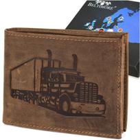 Men's Brown Nubuck Leather Wallet Horizontal Truck Rfid Beltimore