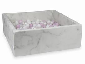 Suchy Basen 110X110X40 Marmur Z Piłeczkami 600Szt: Różowe Jasne Perłowe, Białe, Przezroczyste, Perłowe 110x110x40