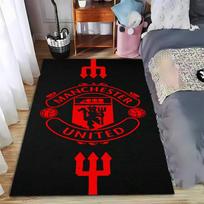Manchester United Logo Carpet in Black and Red Sports Theme Design Suitable for use as an anti-slip for living room bedroom sofas 40x60cm( 15x23in )