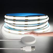 2M 5V USB rankinis nuskaitymo COB LED juostinis apšvietimas 320LED/m su prasiskverbiamomis medinėmis plokštėmis 25mm Smart Touch jutiklio jungiklis, pritemdomas juostos dekoras balta