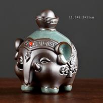 Lucky Elephant Statue Sculpture, Ceramics Feng Shui, Good Fortune Figurine, Home Decoration, Car Shelf Decoration, Office Deco