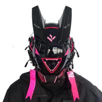 Jaupto Punk Mask Cosplay For Men Women, Led Triangle Light Mask Cosplay Halloween Fit Party Music Festival Accessories rožinė