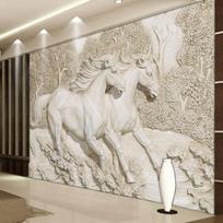 3D Tapetai Stereo Reljefas Baltas Arklys Nuotraukų Sienos Freskos Klasikinis Svetainės TV Fonas Sienos Freska Namų Dekoras 200 cm(W) x 140 cm(H)