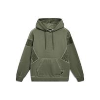 Li Ning Skateboard Series Color Block Loose Pullover Hoodie Unisex Hoodies Military-Green AWDT221-3 L