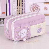 Flip Style Student Pencil Case Multi-layer Gel Pen Organizer Kawaii Cute Pencil Pouch  Stationery violetinė