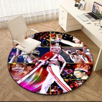 1pc Freddie Mercury's stage king look Round carpet Painted Printed circular carpet, home door mat, outdoor travel protection carpet 80x80cm( 31x31in)