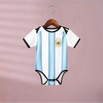 Pasaulio taurė Nr. 10 Argentinos lėlės drabužių Messi marškinėliai kūdikio vieno gabalo futbolo laipiojimo kostiumas tarpvalstybinė didmeninė prekyba 9 yards (6-12 months)