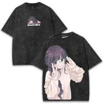 Anime The Fragrant Flower Blooms with Dignity TShirt Cute Waguri Kaoruko High-end Luxury Washed Washed Retro Fashion S