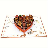 1pc 3D Pop-up Creative Card Chocolate Love Card Anniversaries Mother's Day Cards Valentine's Day Birthday Party Supplies