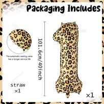 Didelis 40 colių skaitmeninis balionas su leopardo raštu 0-9 leopardo rašto tematikos gimtadienio vakarėlio dekoravimui, jubiliejaus dekoravimui 40inch beige