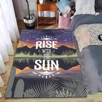 Rise with the Sun Carpet, Mountain Sunset Forest Print Rug  Suitable for use as an anti-slip for living room bedroom sofas 40x60cm( 15x23in )