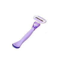 Women's Long Handle Safety Razor 4-layer Stainless Steel Blade Manual Shaver For Arm,Armpit,Back,Leg Hair Removal Tool With Case violetinė