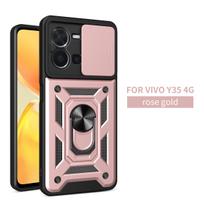 For Vivo Y35 4G Case Vivo Y35 4G Cover Vivo Y35 4G Magnetic Ring Holder Armor Phone Case Slide Camera Protect Back Cover vivo Y35 4G