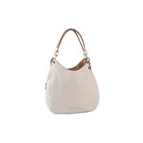 MICHAEL KORS Lillie Didelė Rankinė su Retro Gėlių Spaudiniu Didelės Talpos Raidės LOGO Grandinėlės Peties Krepšys Moteriškas Smėlio Spalvos smėlis