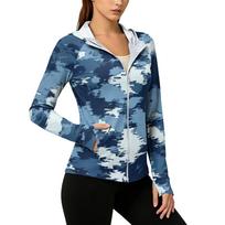 Women's Lightweight Zip Up Hoodie with Hood and Pockets Long Sleeve Camouflage Sun Protection Jacket for Outdoor Activities S